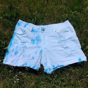 Tie Dye White Denim Shorts